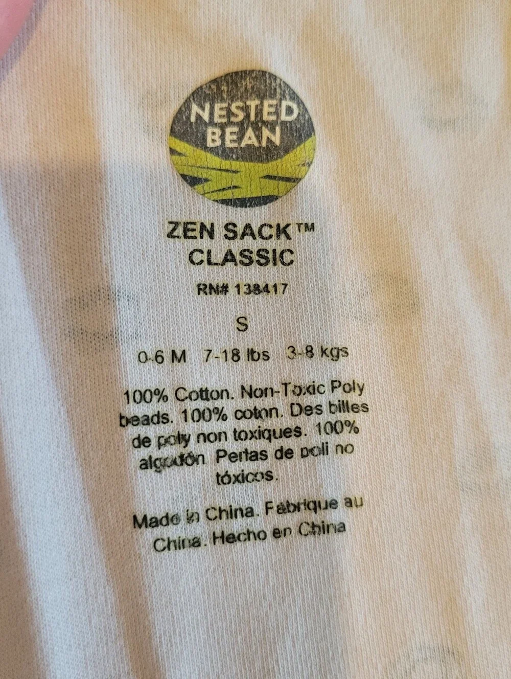 Nested Bean Zen Sack Classic Size Small 0-6 months 7-18 lbs